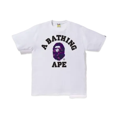 A BATHING APE COLOR CAMO COLLEGE TEE "White/Purple"