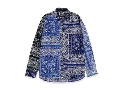 A BATHING APE Paisley Pattern LS Shirt "Blue"