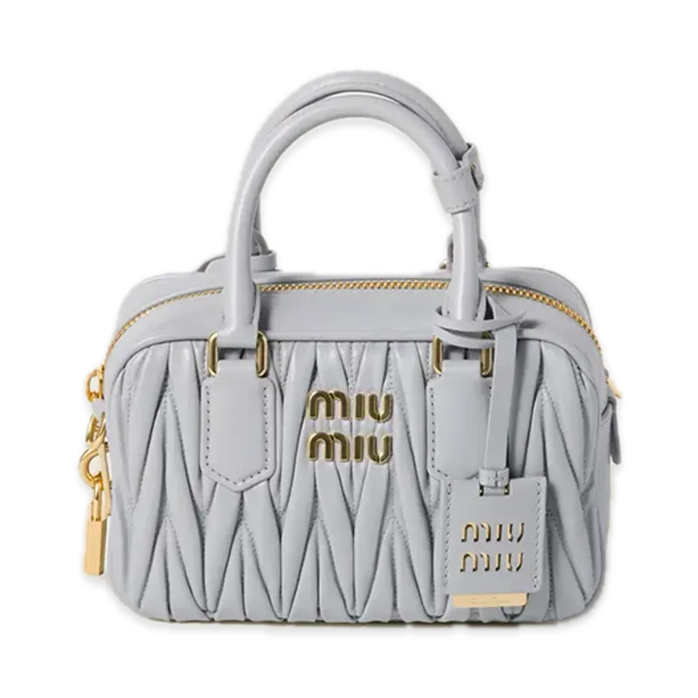 MIU MIU Arcadie Matelasse Leather Bag "Pearl Grey"