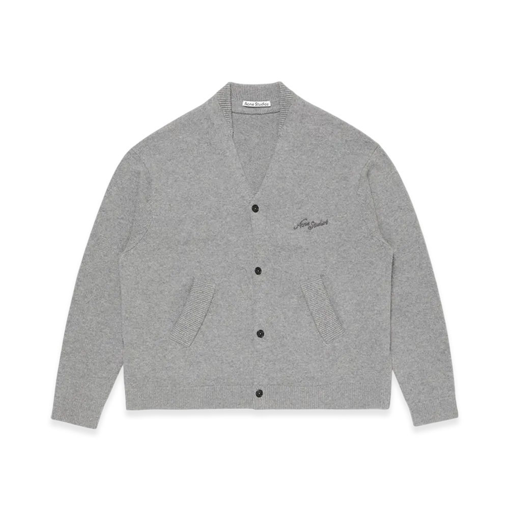 Acne Studios Wool V-Neck Cardigan "Dark Gray Melange"