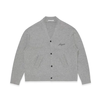 Acne Studios Wool V-Neck Cardigan "Dark Gray Melange"