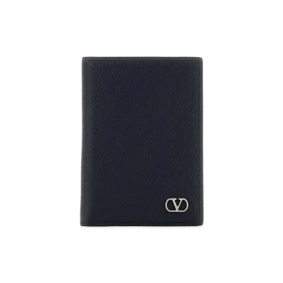 Valentino Leather Card Holder "Midnight Blue"