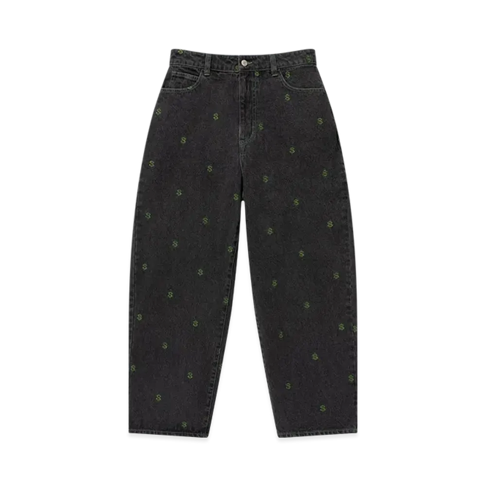 BlackEyePatch Dollar Sign Patterned Extra Baggy Jeans "Black"