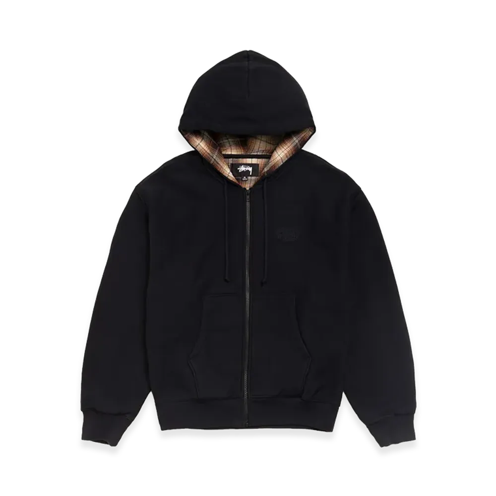 Stussy Plaid Lined Zip Hoodie "Black"
