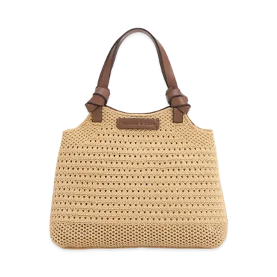 CHARLES & KEITH Knot Handle Knit Tote Bag "Beige"