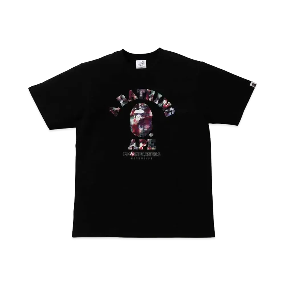 A BATHING APE GHOSTBUSTERS CAMO COLLEGE TEE "Black"
