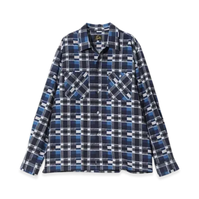 NEEDLES One-Up Shirt - Printed Flannel / Plaid "Blue"