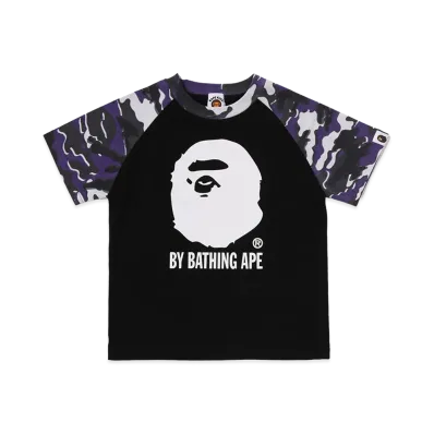 A BATHING APE Kids Glitch Woodland Camo By Bathing Ape Camo Tee "Black"