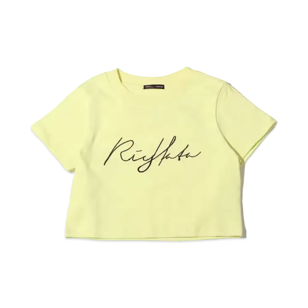 atmos pink x Riehata Logo Embroidery Cropped T-Shirt "Yellow"