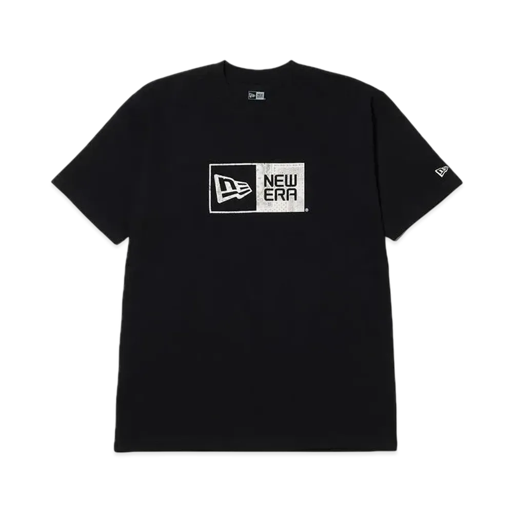 NEW ERA Short Sleeve Cotton T-Shirt Floral Paisley Box Logo Regular Fit "Black"
