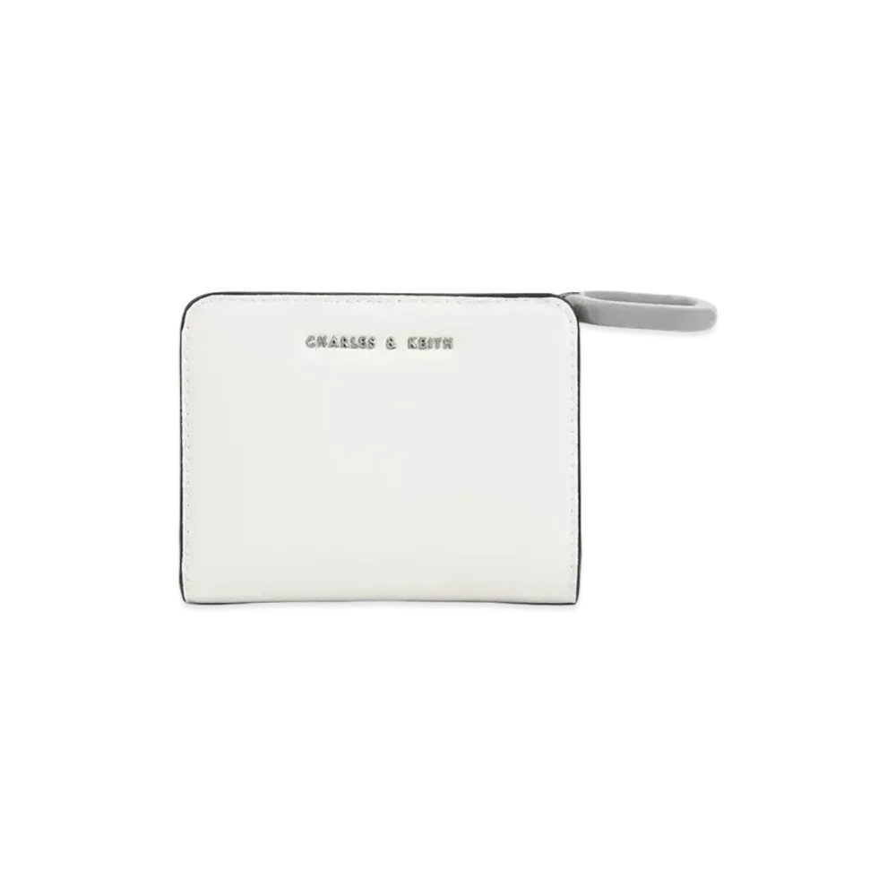 CHARLES & KEITH Oval Key Chain Ship Wallet "White"