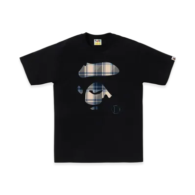 A BATHING APE Bape Check Ape Face Tee "Black/Blue"