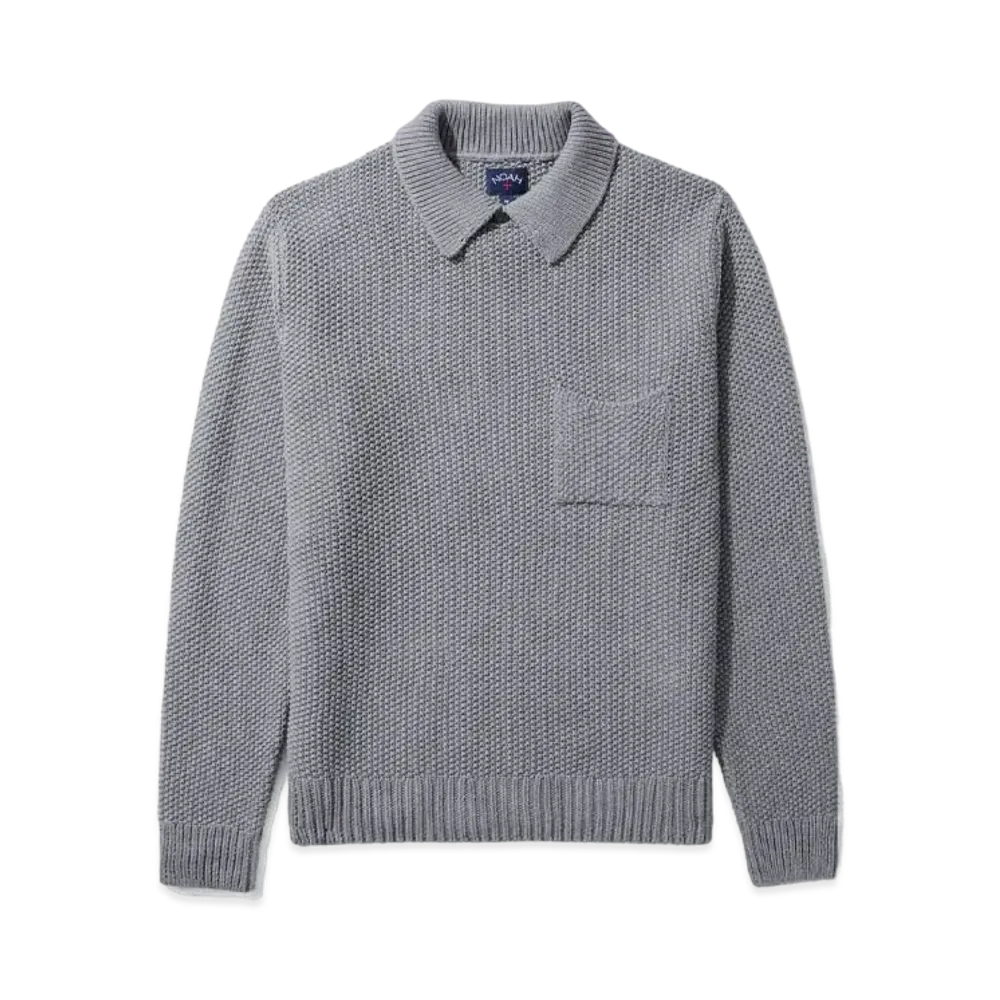 Noah Seed Stitch Collar Sweater "Heather Grey"