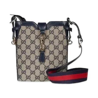 GUCCI Original GG Small Bucket Bag "Beige//Blue"