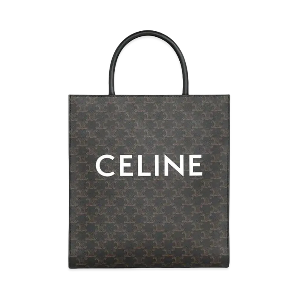 CELINE Medium Vertical Cabas In Triomphe Canvas With Celine Print "Black"