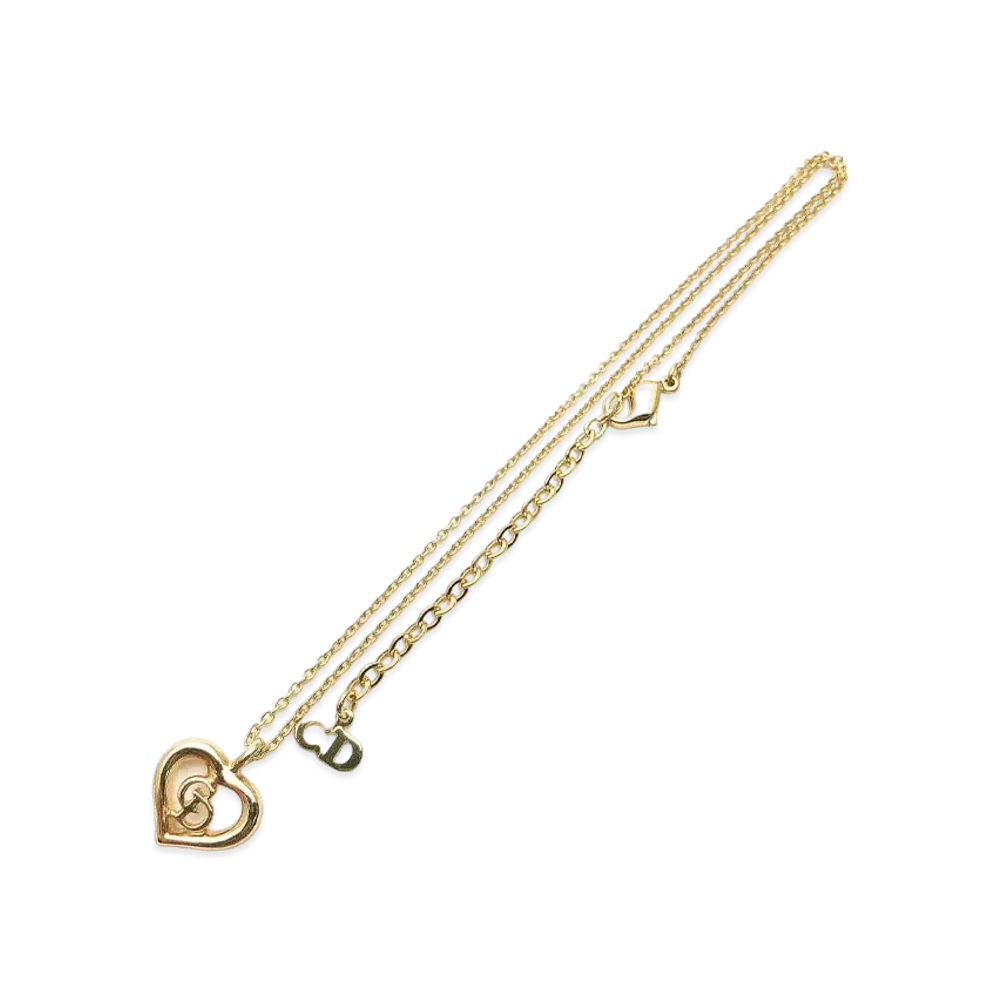 Dior Heart Motif CD Logo Necklace "Gold"