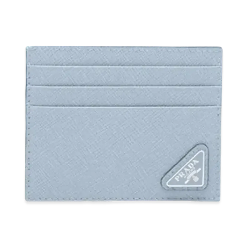 PRADA Saffiano Leather Card Holder "Light Blue"