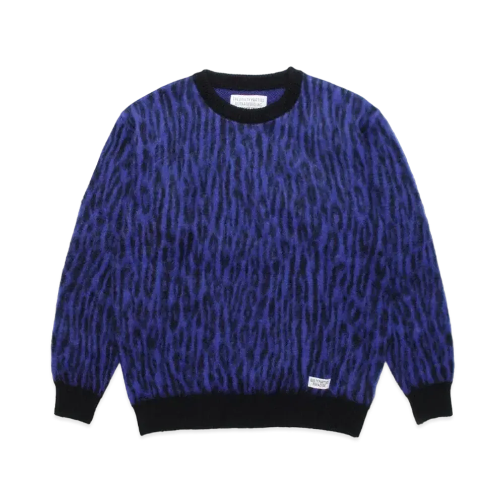 WACKO MARIA LEOPARD MOHAIR KNIT SWEATER "Blue"