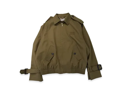 MIU MIU Women's Logo Patch Zip Up Gabardine Blouson "Khaki"