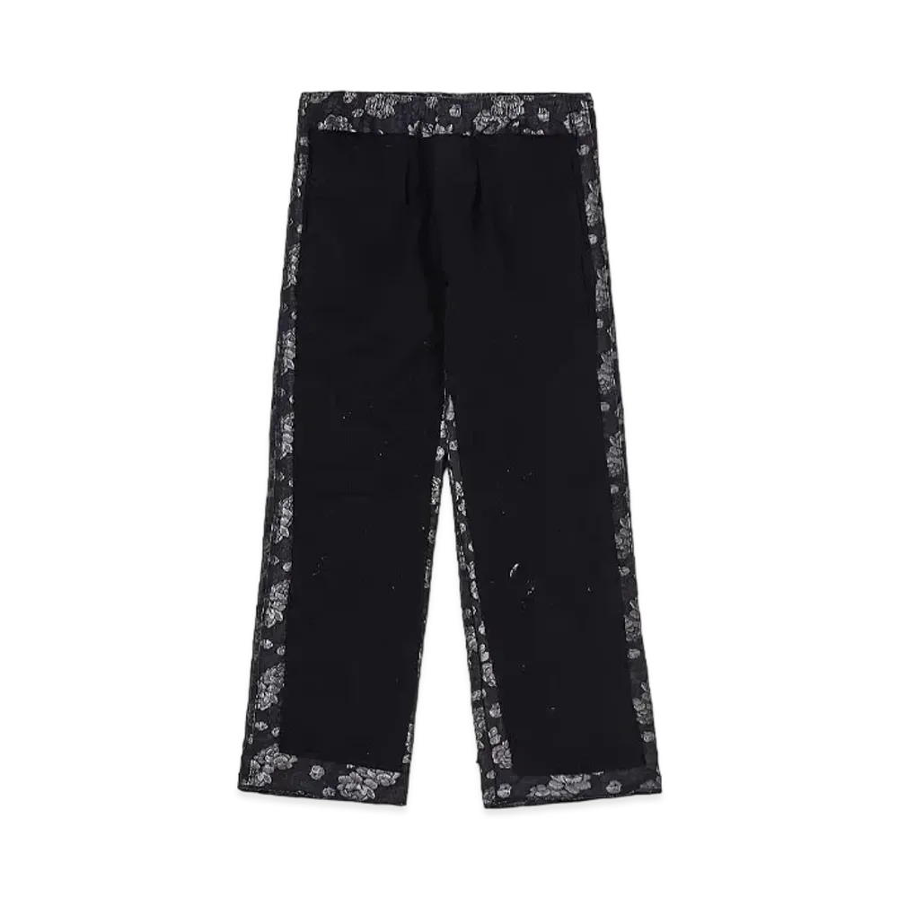 WILDSIDE Yohji Yamamoto x REBUILD by NEEDLES Eur Work Covered Pant Rose pattern "Black"