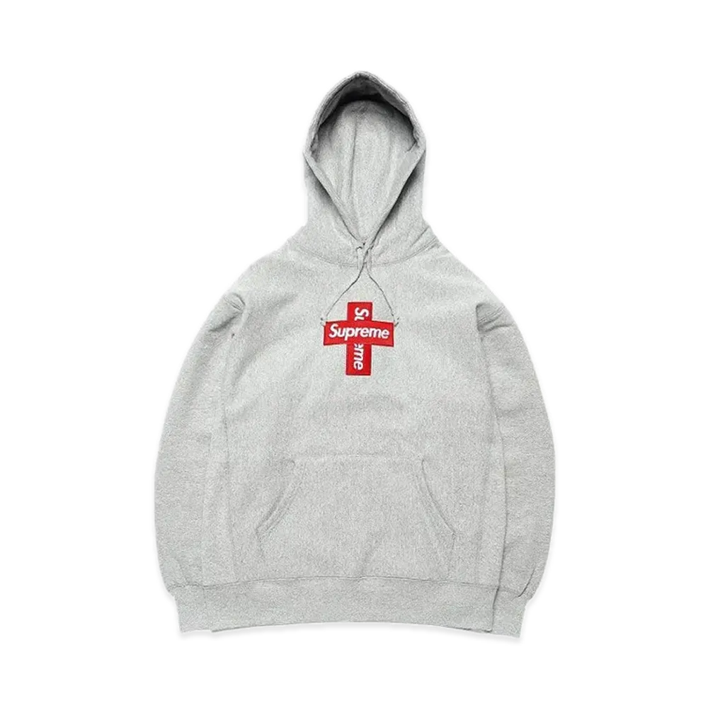 Supreme Cross Box Logo Hooded Sweatshirt "Grey"