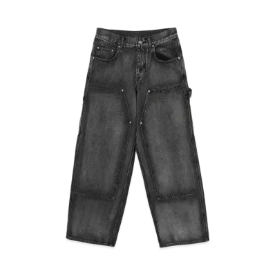 BEAMS FUTURE ARCHIVE Fade Doubie Knee Denim "Black"