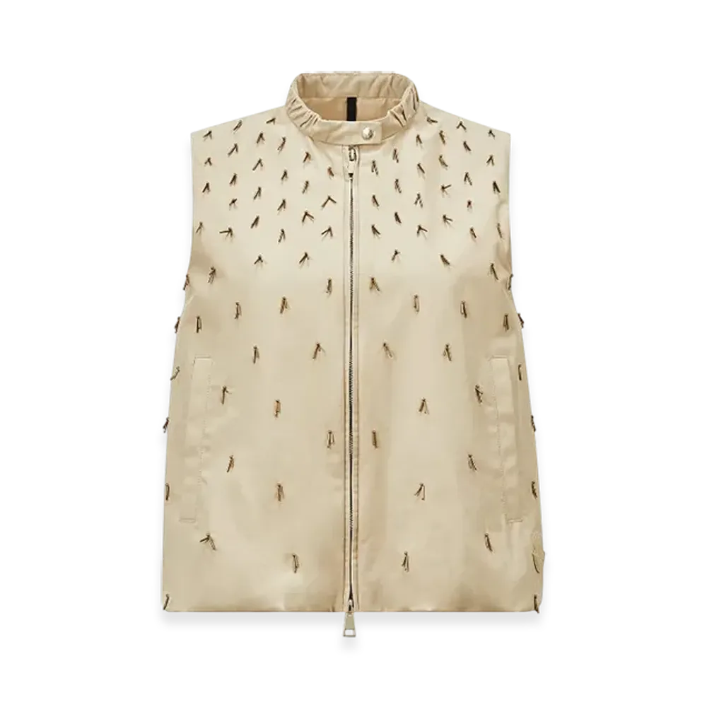 MONCLER Gruilly Beaded Cotton Gilet "Light Beige"