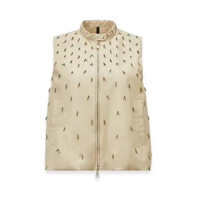 MONCLER Gruilly Beaded Cotton Gilet "Light Beige"
