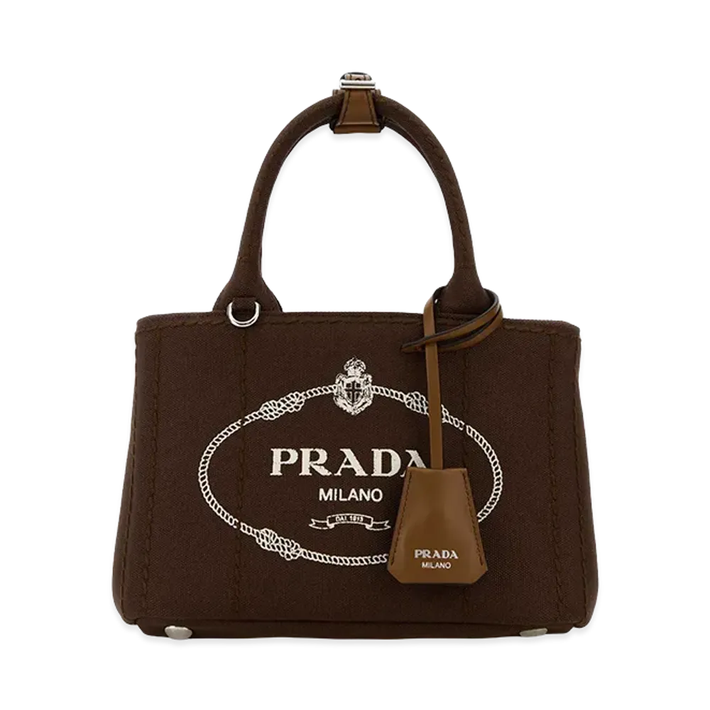 PRADA Women's Canvas Mini Jardinia Re Handbag "Brown"