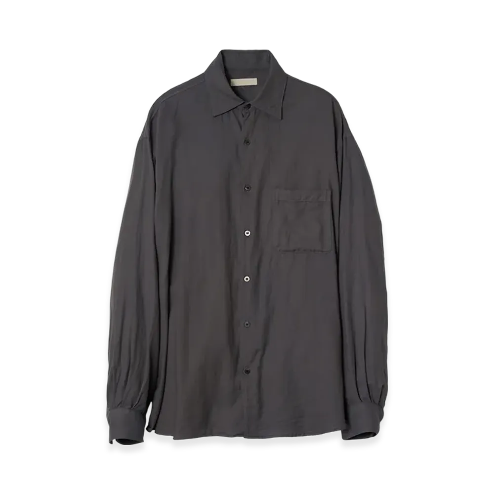 YOKE Garment Dyed Cotton Silk Twill Shirt "Carbon"