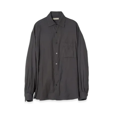 YOKE Garment Dyed Cotton Silk Twill Shirt "Carbon"