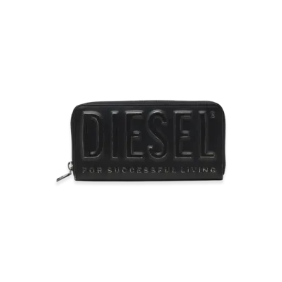 Diesel Dsl 3D -Continental Zip L Long Zip Wallet With Metal-Effect Logo "Black"