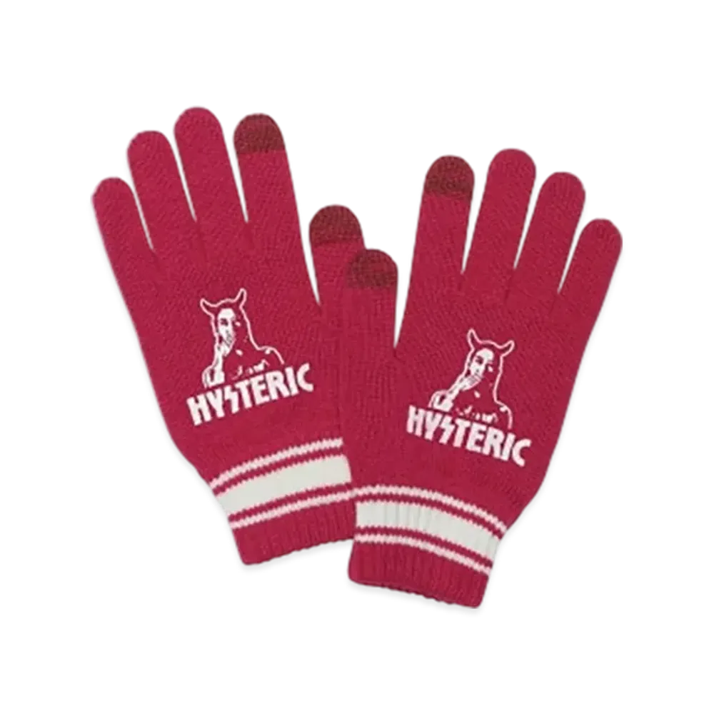 HYSTERIC GLAMOUR Speak No Evil Knit Gloves "Pink"
