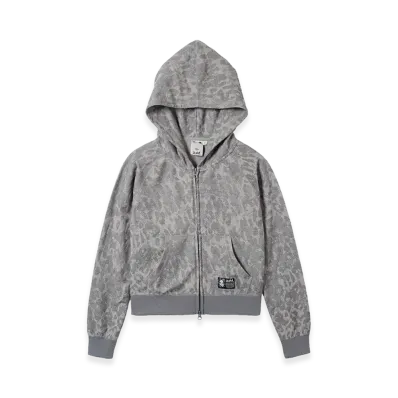 X-Girl Women's Leopard Compact Zip Up Hoodie "Grey"