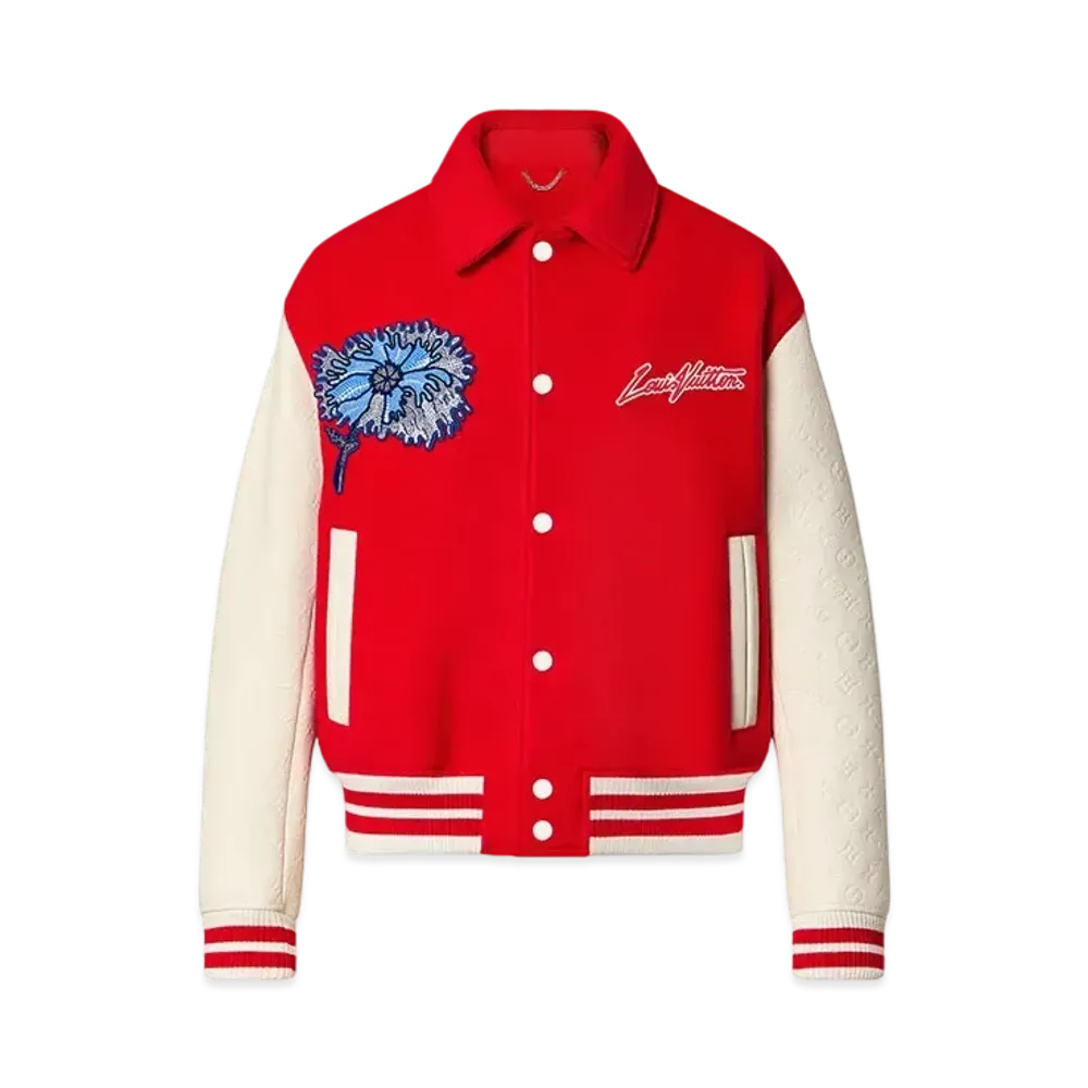 Louis Vuitton x Yayoi Kusama Psychedelic Flower Embroidered Varsity Blouson "Rouge"