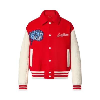 Louis Vuitton x Yayoi Kusama Psychedelic Flower Embroidered Varsity Blouson "Rouge"