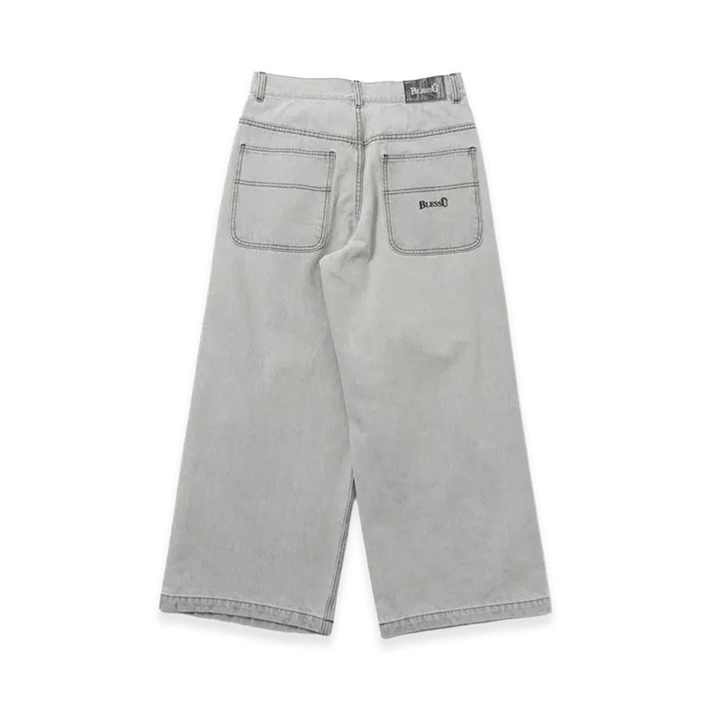 BLESS U BU Wash Baggy Denim "White"