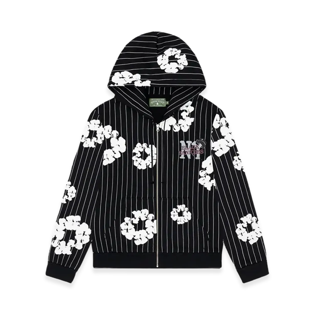 DENIM TEARS Pinstripe Wreath Zip Hoodie "Black"