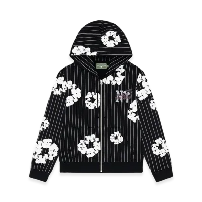 DENIM TEARS Pinstripe Wreath Zip Hoodie "Black"