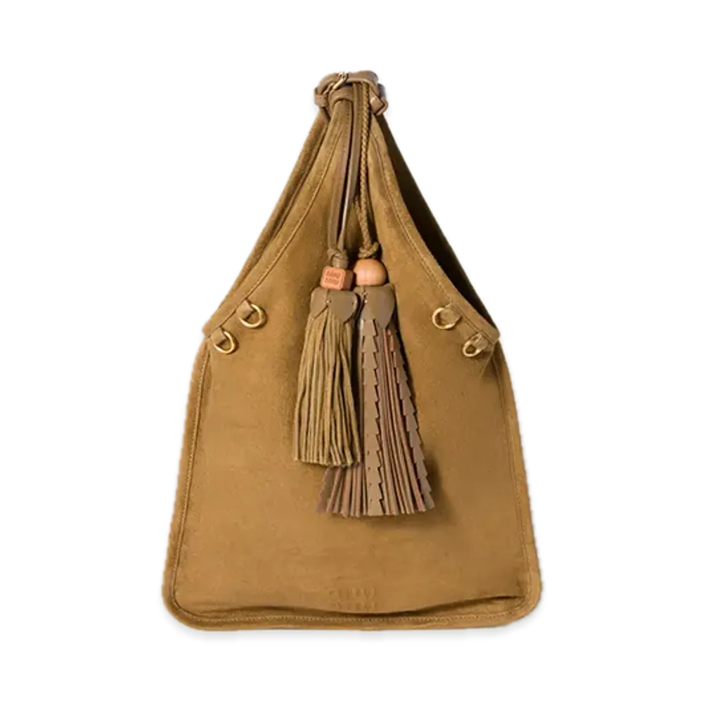 MIU MIU Suede Handbag with Tassels "Olive"