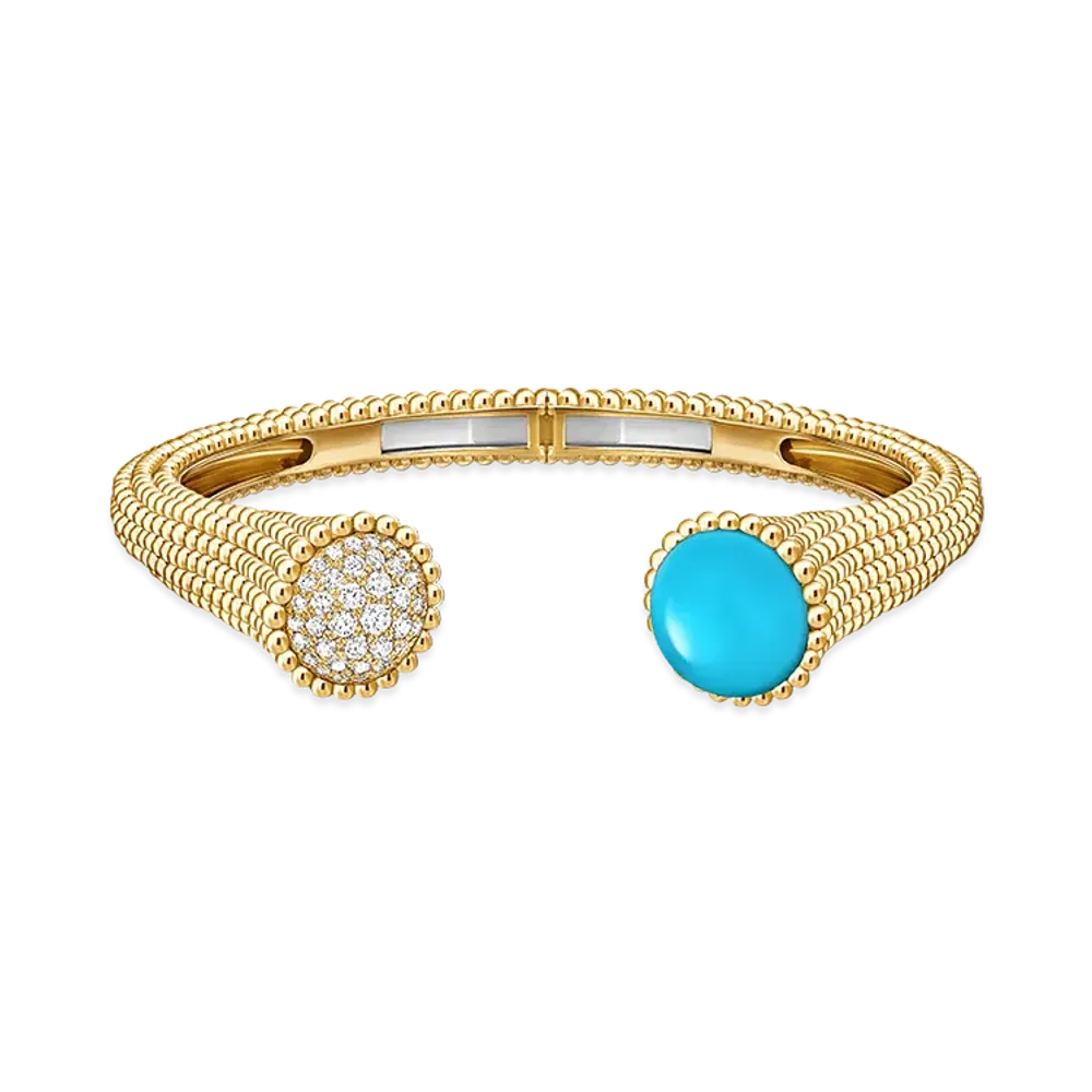 Van Cleef & Arpels Perlee couleurs bracelet medium model "18K Yellow gold/Turquoise/Diamond"