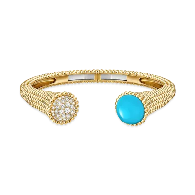 Van Cleef & Arpels Perlee couleurs bracelet medium model "18K Yellow gold/Turquoise/Diamond"