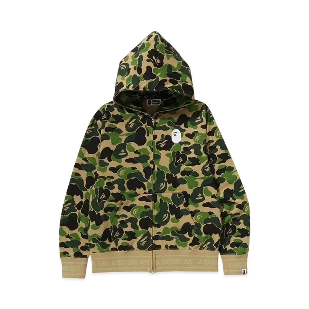 A BATHING APE ABC Camo Logo Rib Full Zip Hoodie "Green"