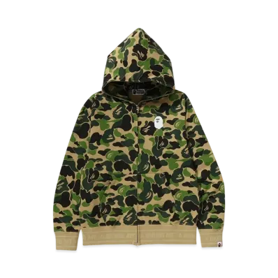 A BATHING APE ABC Camo Logo Rib Full Zip Hoodie "Green"