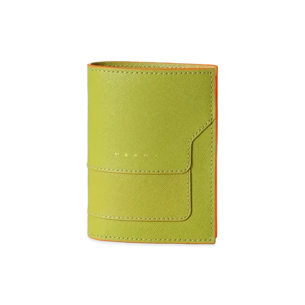 Marni Green Bi-Fold Saffiano Leather Wallet "Lime"