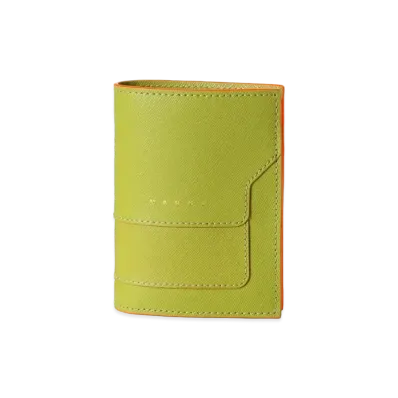 Marni Green Bi-Fold Saffiano Leather Wallet "Lime"