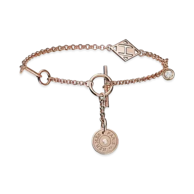 Hermes Gambade Bracelet "Pink Gold/2 Diamonds"