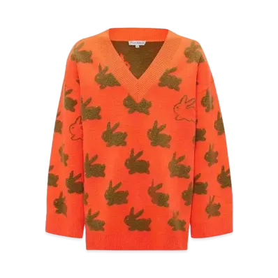 JW ANDERSON Bunny V Neck Jumper "Orange/Camel"