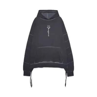av vattev Embroidered WASHED HOODIE "BLACK WASHED "