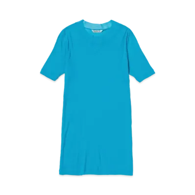 AURALEE Super High Gauge Sheer Rib Tee "Turquoise Blue"